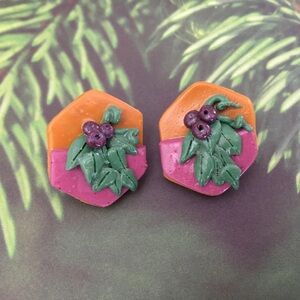 New Handmade 3-D Grapevine Polymer Clay Earrings
